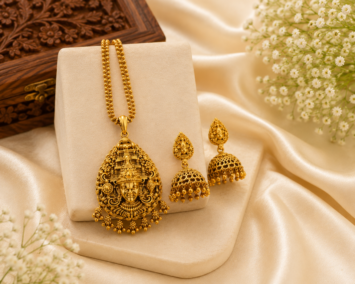 Temple Pendant Jewellery Set