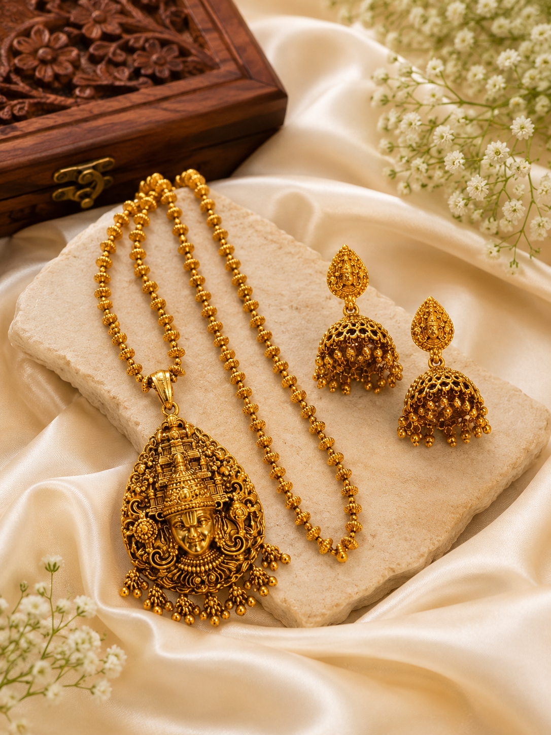 Temple Pendant Jewellery Set Design 2