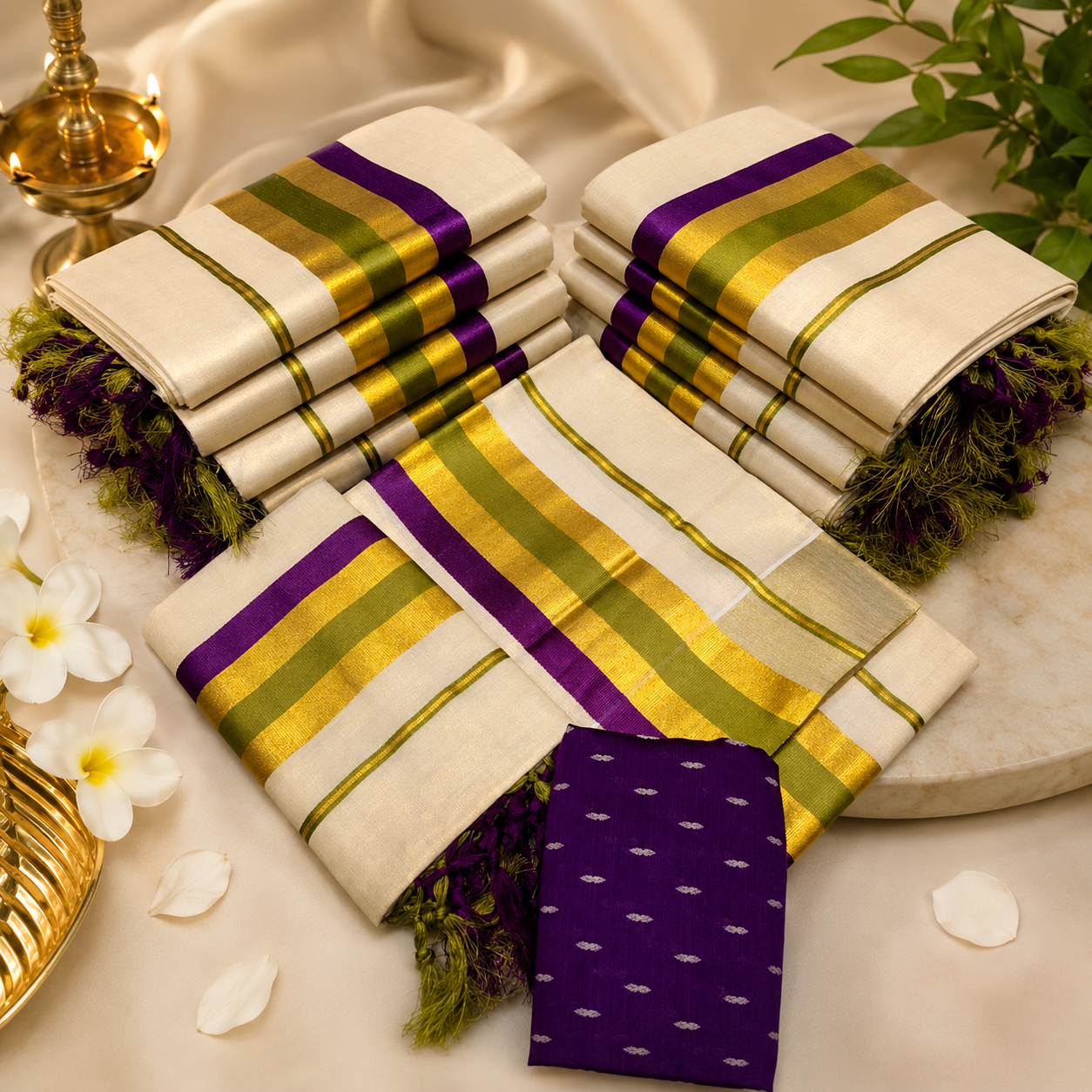 Golden Tissue Kunjalam Set Mund