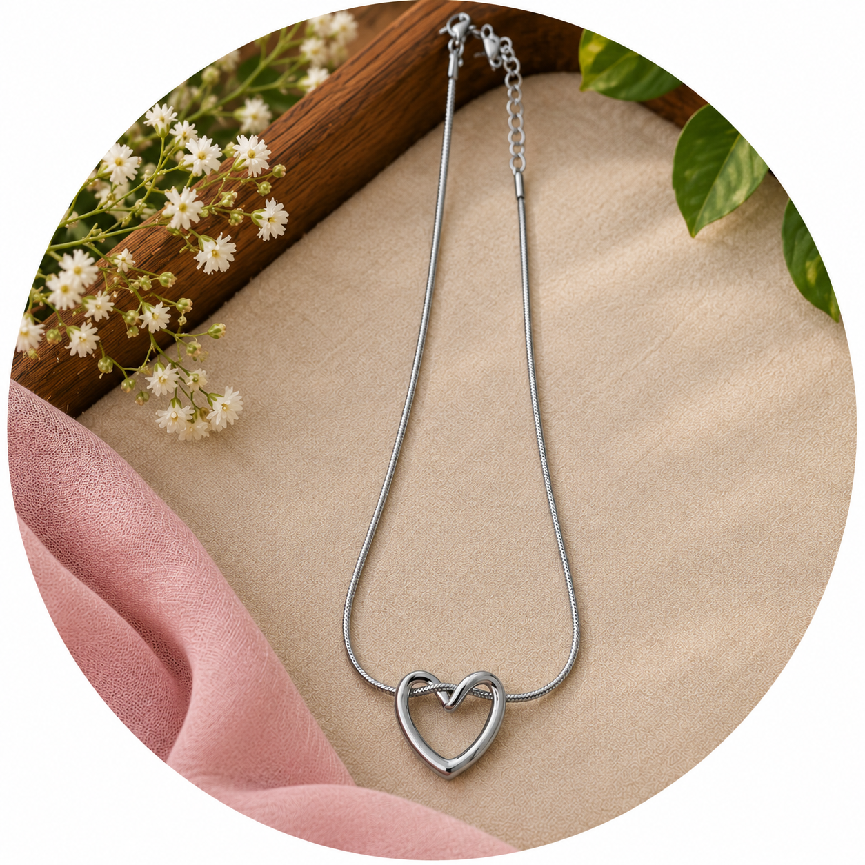 Elegant Silver Heart Pendant Necklace