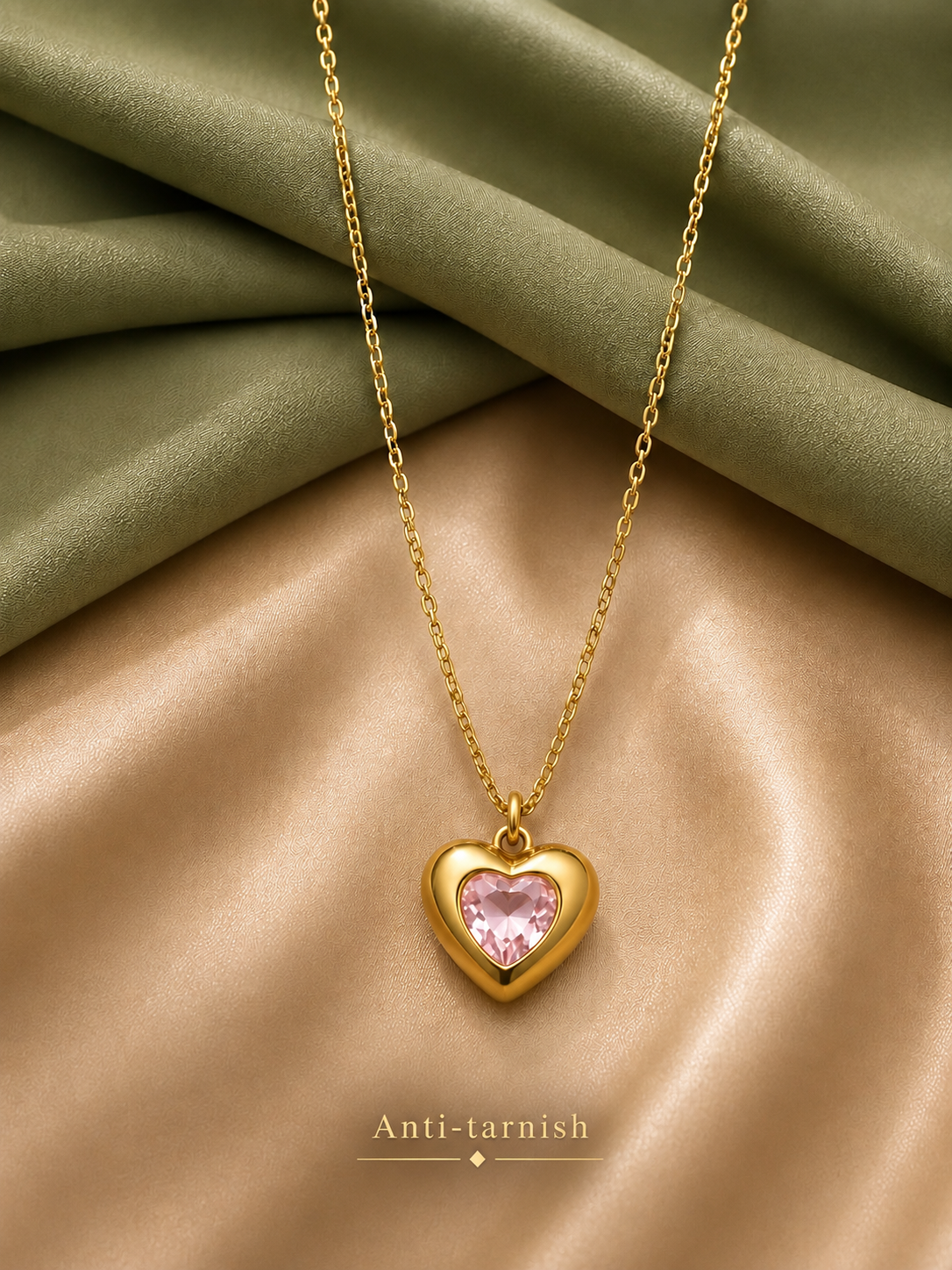 Pink Heart Gemstone Necklace